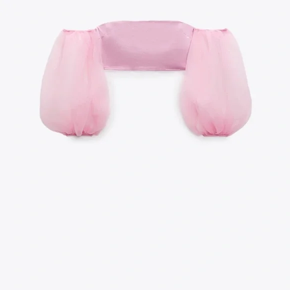 Brand New ZARA BLOGGERS FAV CONTRASTING ORGANZA pink TOP Size Small - Picture 6 of 8